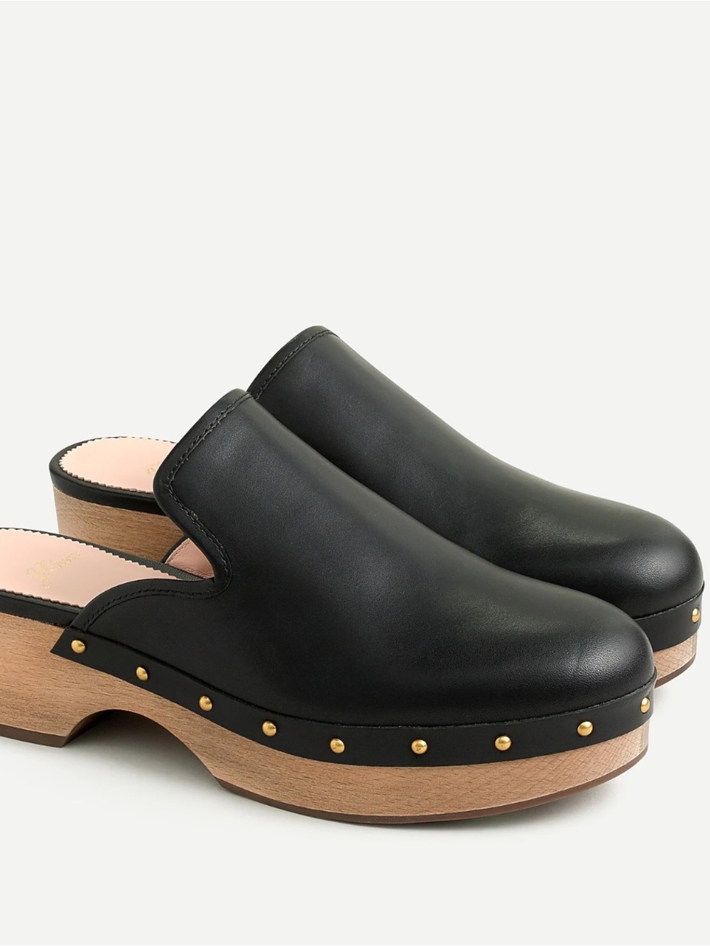 J Crew black leather clog shoes studded size 12